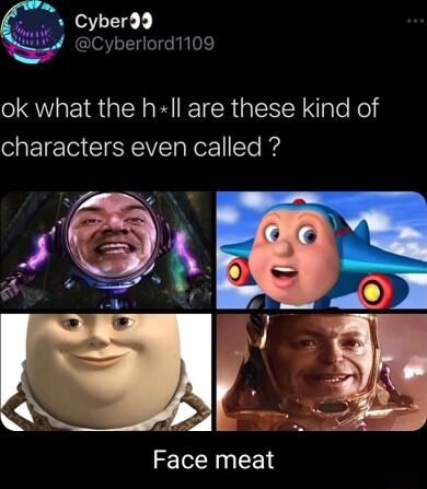 Cyberdd DCyberlord1109 ok what the hll are these kind of characters even called A Face meat