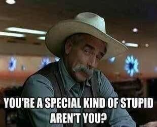 YOU'RE A SPECIAL KIND OF STUPID AREN'T YOU?