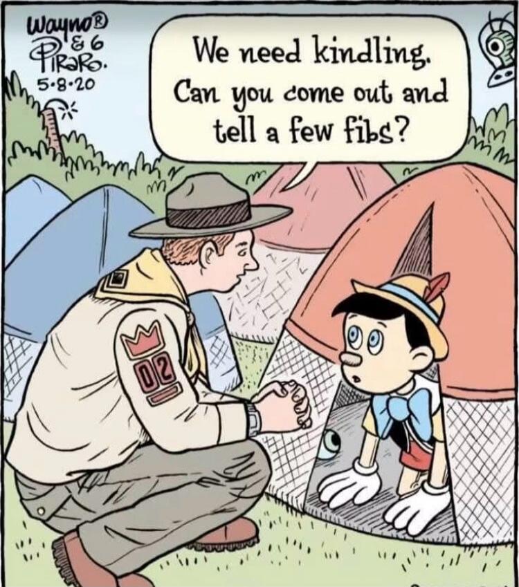 We need kindling. Can you come out and tell a few fibs?