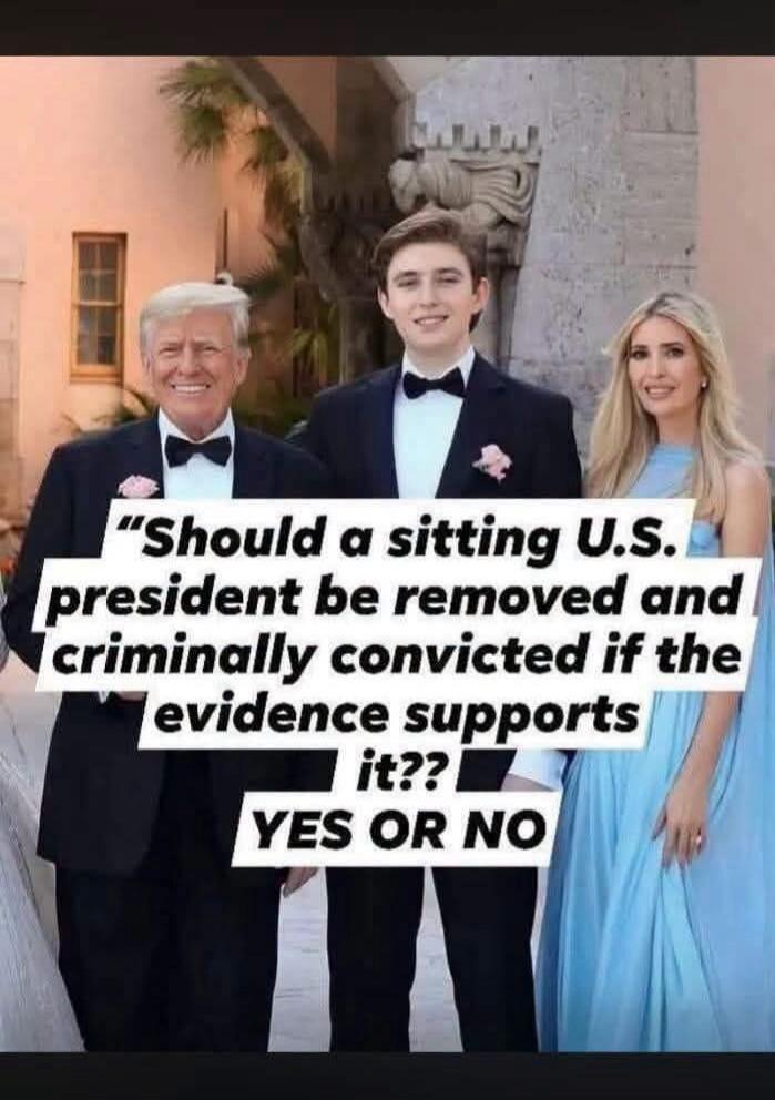 Should a sitting U.S. president be removed and criminally convicted if the evidence supports it?? YES OR NO