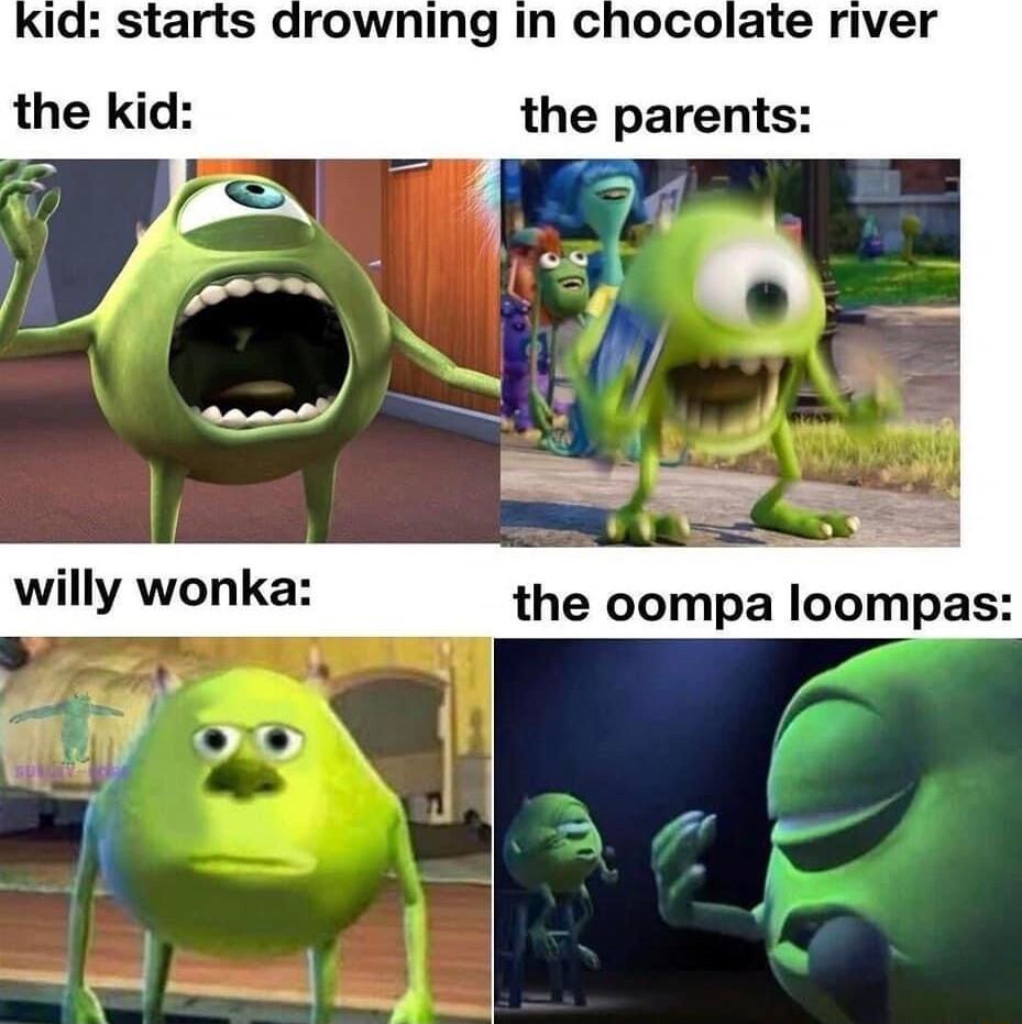 starts drowning in chocolate river the kid the parents