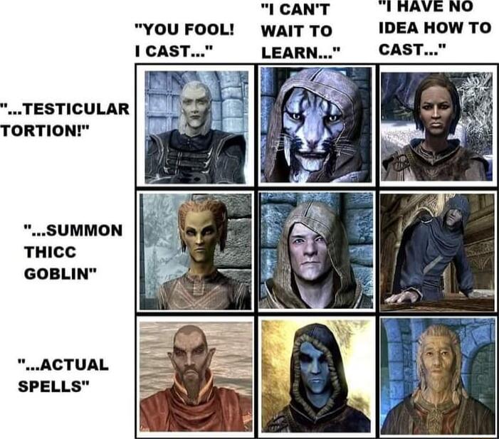 I CANT 1 HAVE NO YOU FOOL WAIT TO IDEA HOW TO LEARN CAST 7 TESTICULAR TORTION SUMMON THICC GOBLIN ACTUAL SPELLS