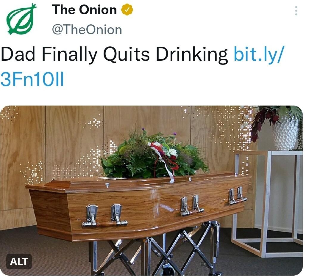 The Onion TheOnion Dad Finally Quits Drinking bi 230 PM 13 Dec 22 Sprout Socia 1023 Retweets 139 Quote Tweets 133K Likes