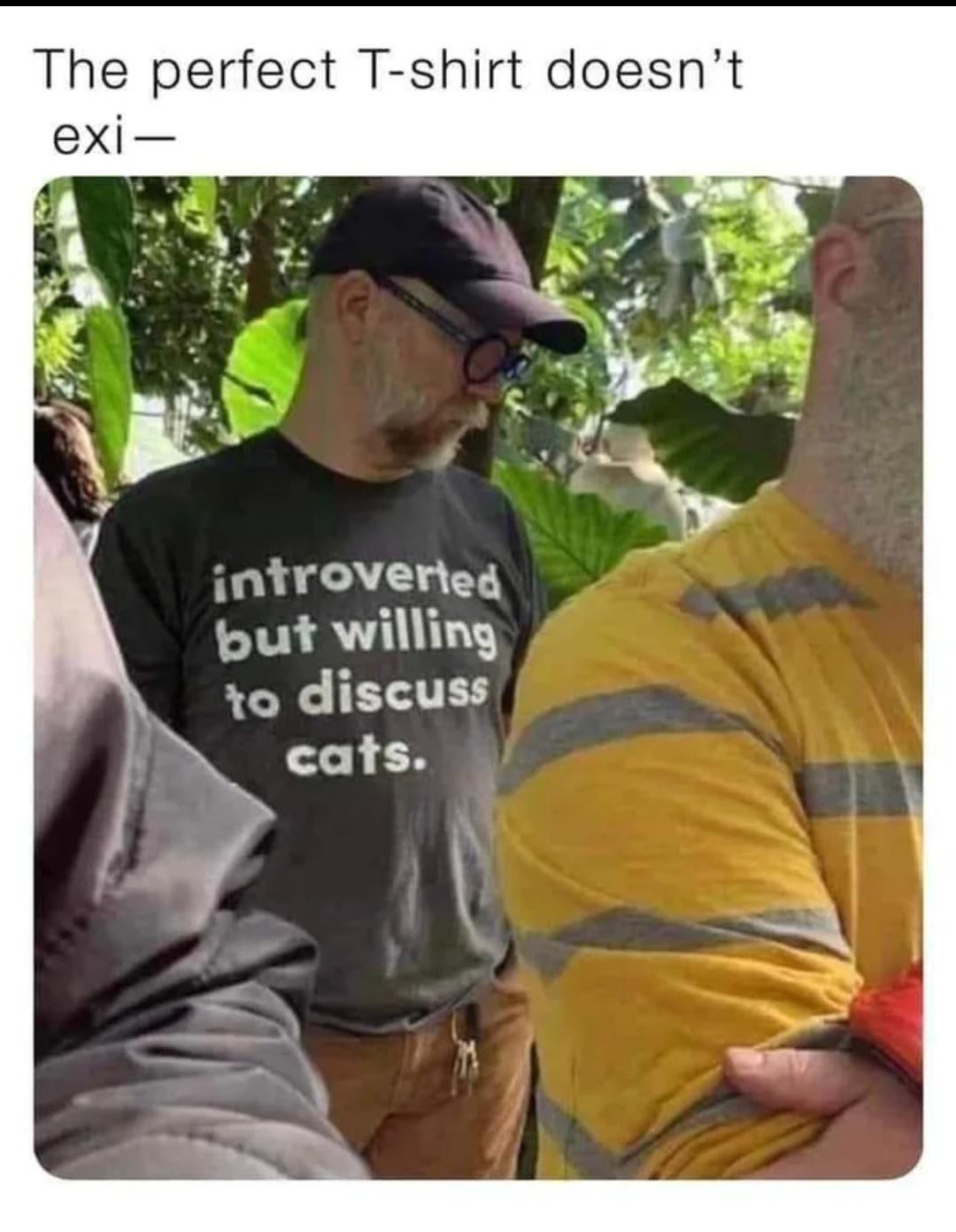 The perfect T shirt doesnt introverieq put willing 1o discuss cafts