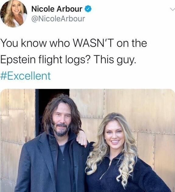 Nicole Arbour NicoleArbour You know who WASNT on the Epstein flight logs This guy Excellent