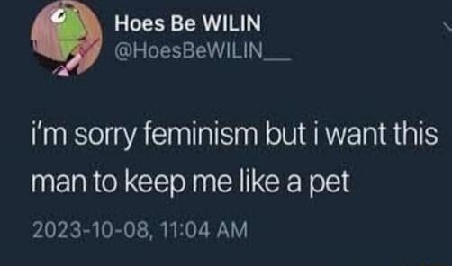 i'm sorry feminism but i want this man to keep me like a pet
