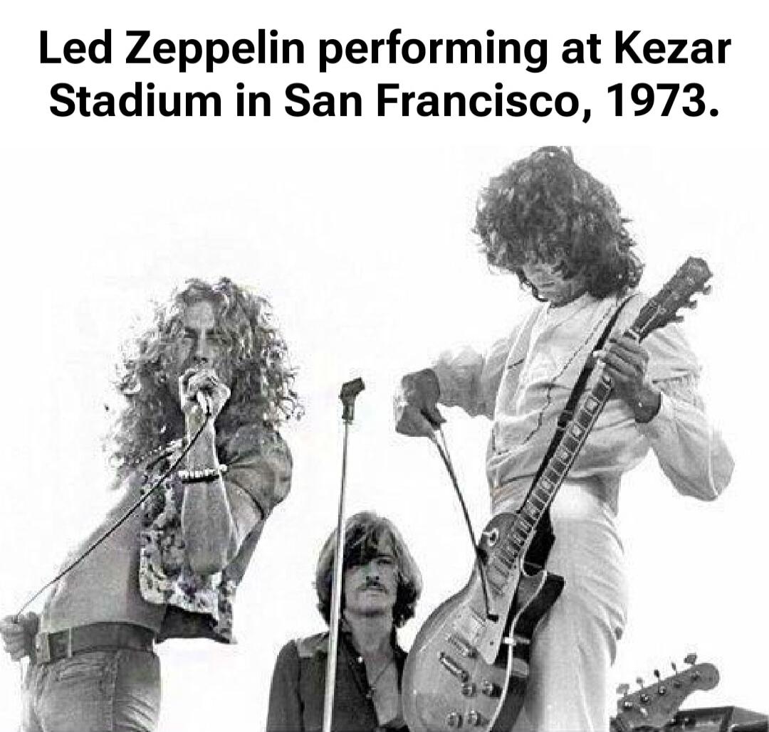 Led Zeppelin performing at Kezar Stadium in San Francisco, 1973.