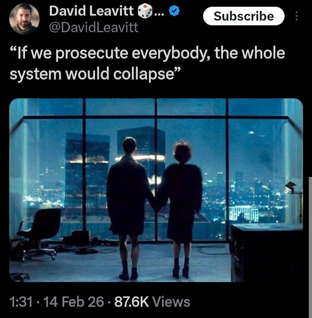 David Leavitt: “If we prosecute everybody, the whole system would collapse”