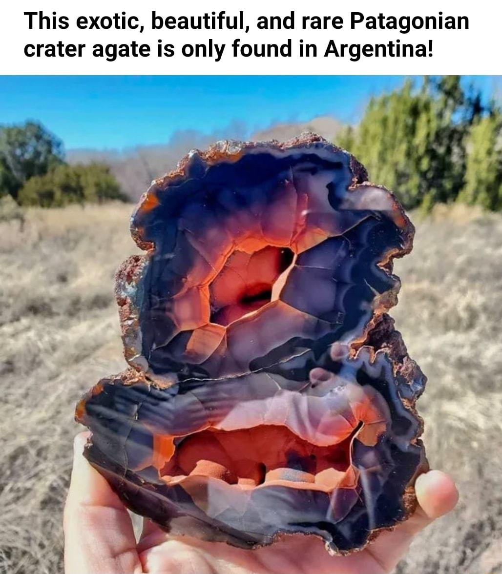 This exotic beautiful and rare Patagonian crater agate is only found in Argentina