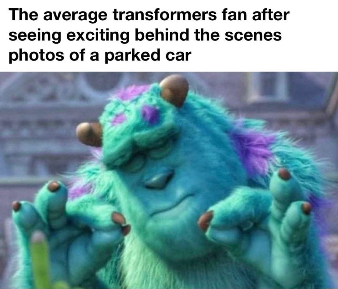 The average transformers fan after seeing exciting behind the scenes photos of a parked car