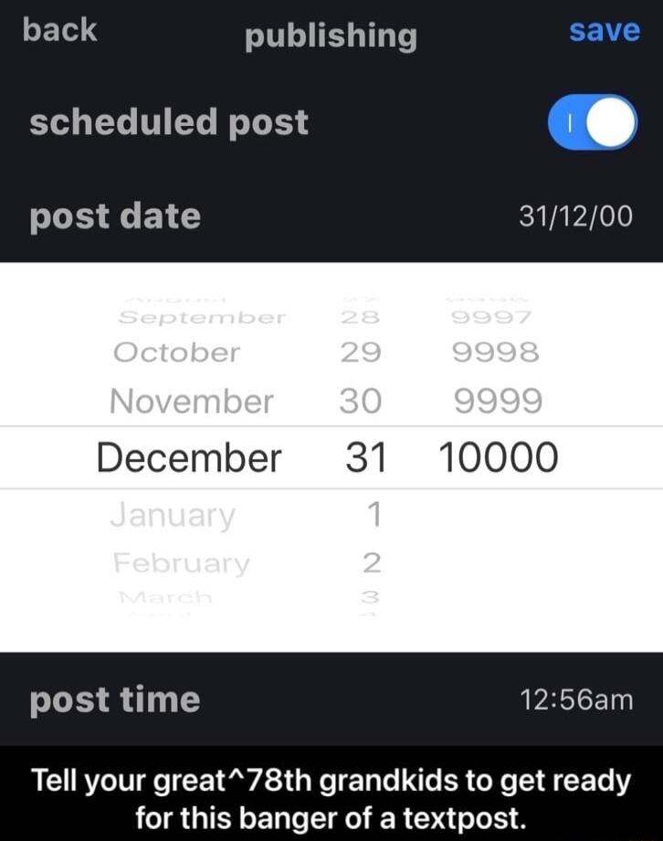 LEDLLS publishing scheduled post post date 311200 December 31 post time 1256am Tell your great78th grandkids to get ready for this banger of a textpost