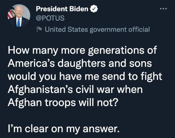 President Biden POTUS United States government official How many more generations of Americas daughters and sons o101 o RVeIVR s E IW o LRTTo o R o 113 AVFLET TS e T o RUVE TR T VaVi 1oETa R oTo o AT WoTo g Im clear on my answer