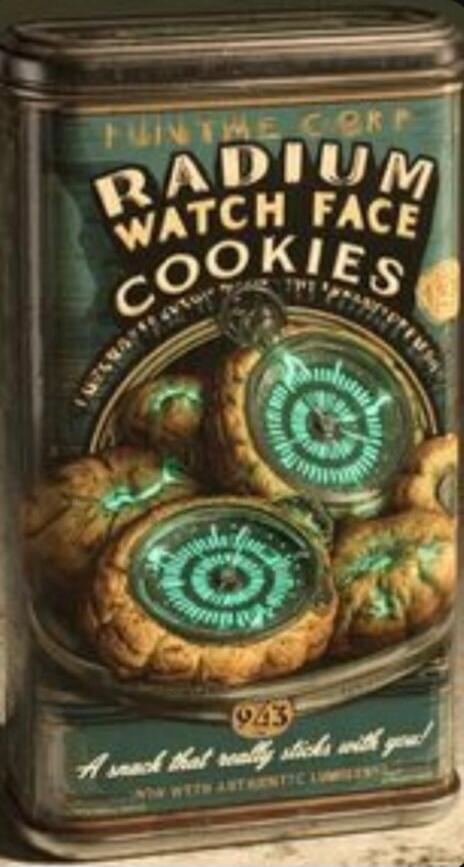 FUNTME CORP RADIUM WATCH FACE COOKIES A snack that really sticks with you! NOW WITH AUTHENTIC LUMINESCENCE 943