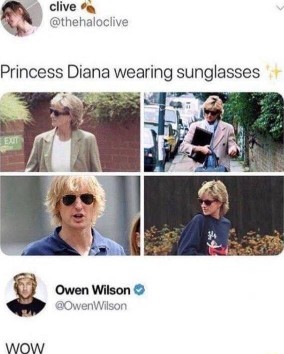 clive o 6 thehaloclive Princess Diana wearing sunglasses 0OwenWilson WwWOW