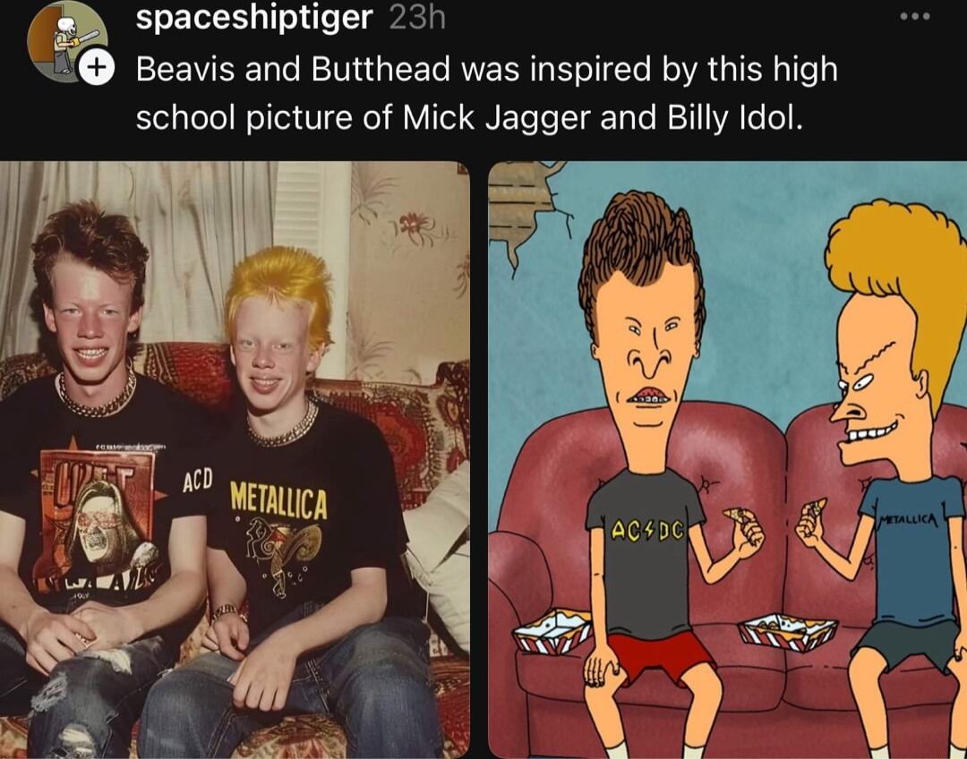 h spaceshiptiger 2 Beavis and Butthead was inspired by this high school picture of Mick Jagger and Billy Idol