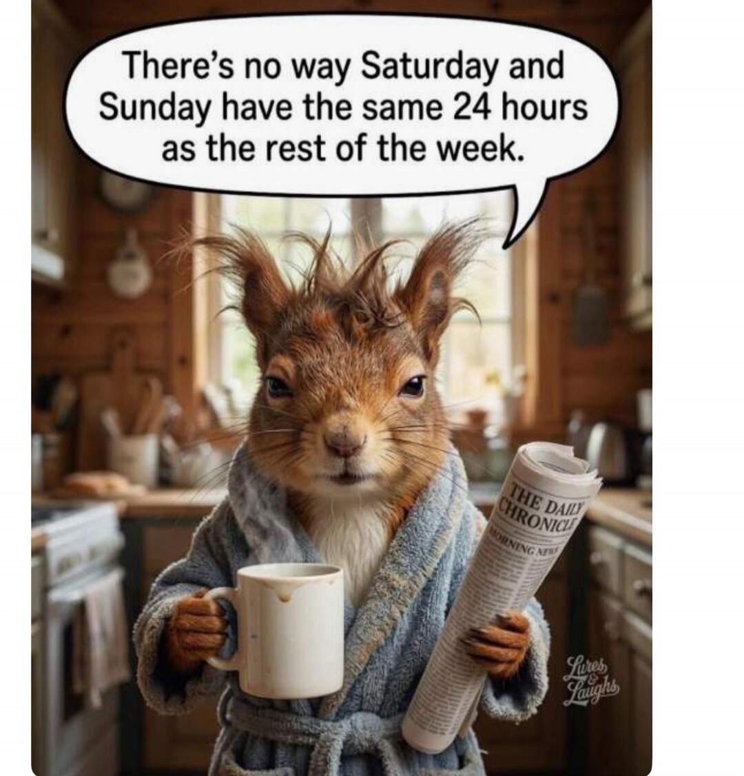 There's no way Saturday and Sunday have the same 24 hours as the rest of the week. THE DAILY CHRONICLE Lives & Laughs