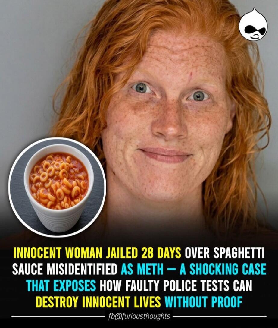 INNOCENT WOMAN JAILED 28 DAYS OVER SPAGHETTI SAUCE MISIDENTIFIED AS METH — A SHOCKING CASE THAT EXPOSES HOW FAULTY POLICE TESTS CAN DESTROY INNOCENT LIVES WITHOUT PROOF. fb@furiousthoughts