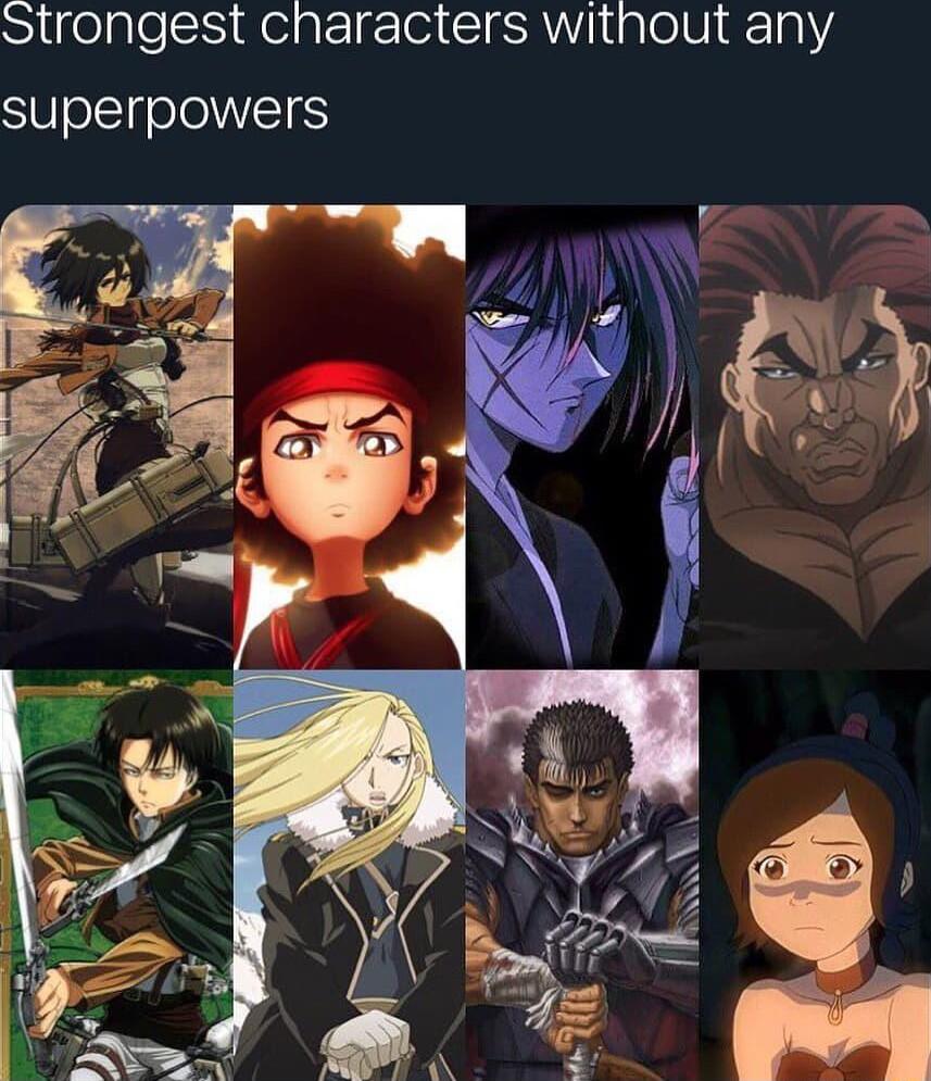 Strongest characters without any superpowers