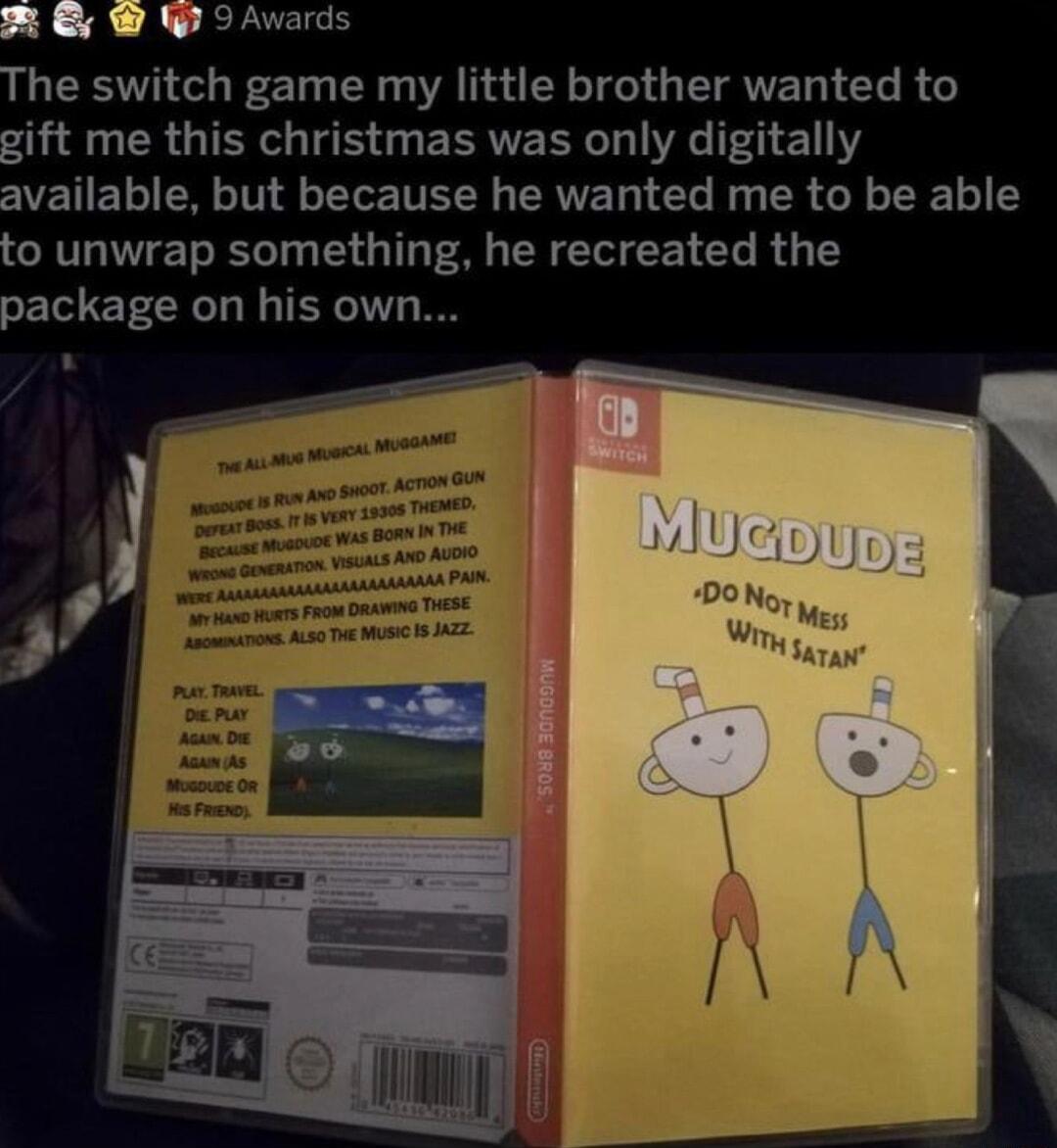 ards The switch game my little brother wanted to gift me this christmas was only digitally SVEHELIENGTN LT EAVE R C Ry CR G to unwrap something he recreated the SET TR N TN