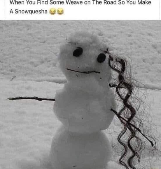 When You Find Some Weave on he Road S0 You Make A Snowquesha i