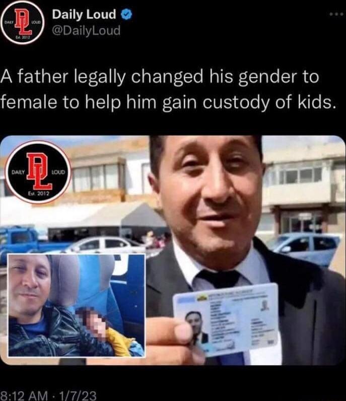 Daily Loud DDailyLou A father legally changed his gender to female to help him gain custody of kids