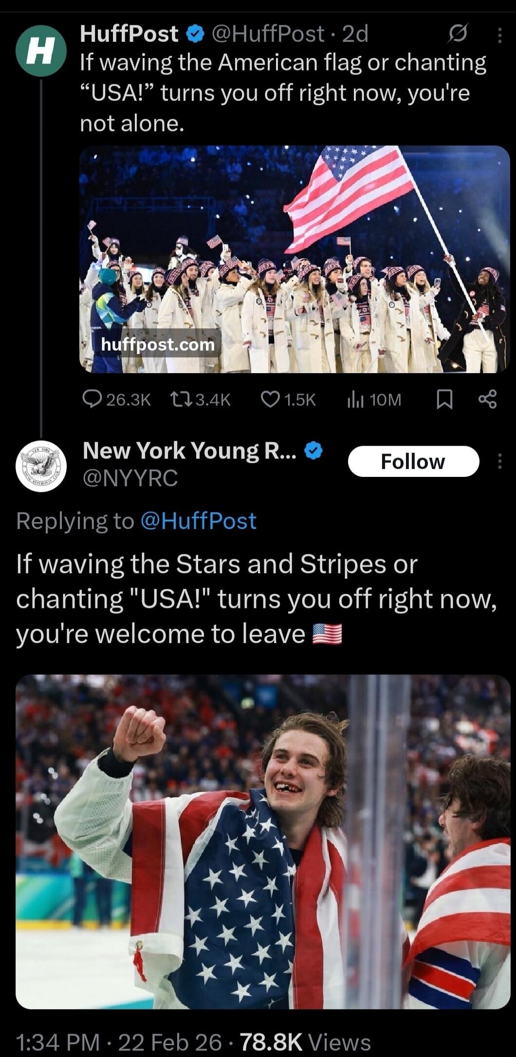 If waving the American flag or chanting 