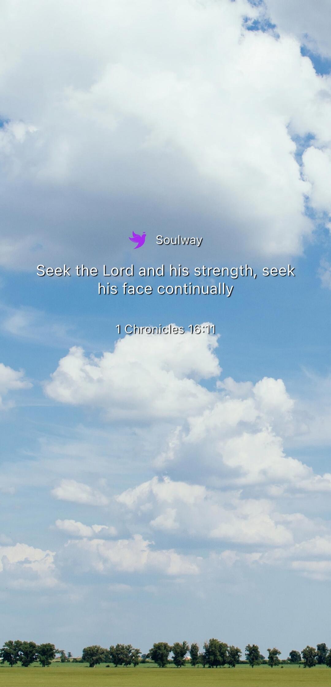 Soulway. Seek the Lord and his strength, seek his face continually. 1 Chronicles 16:11.