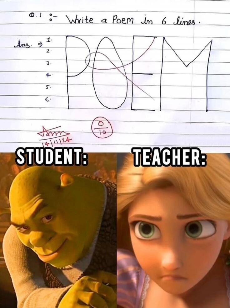 Q1: Write a Poem in 6 lines
Ans: 1 2 3 4 5 6
POEM