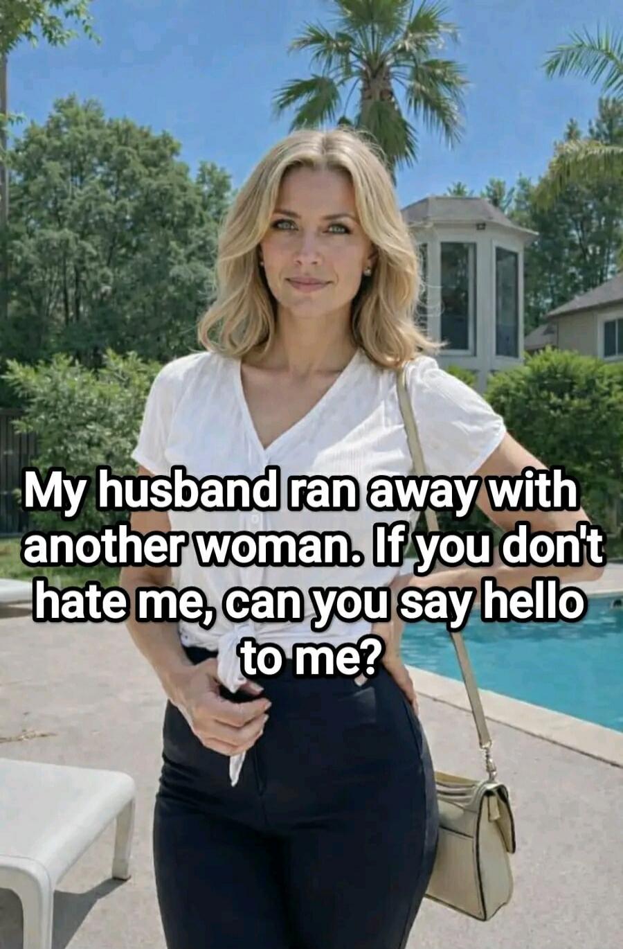 My husband ran away with another woman. If you don't hate me, can you say hello to me?