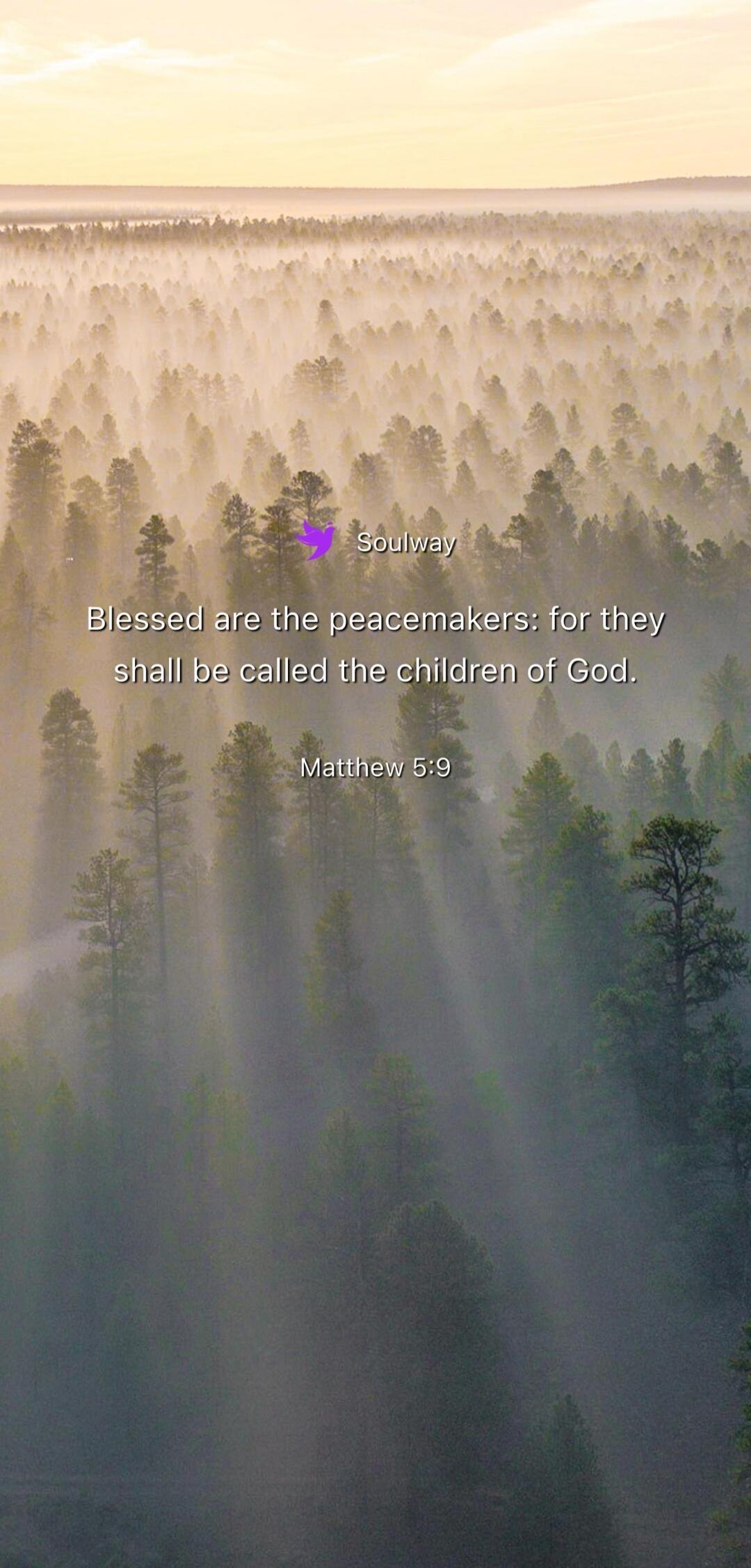 Soulway Blessed are the peacemakers: for they shall be called the children of God. Matthew 5:9