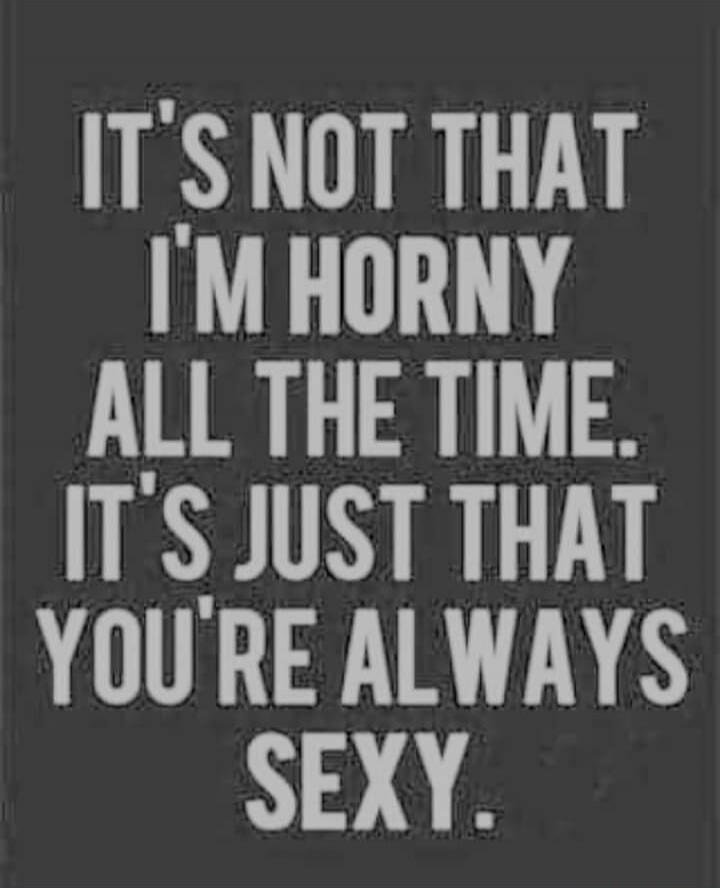 IT'S NOT THAT I'M HORNY ALL THE TIME. IT'S JUST THAT YOU'RE ALWAYS SEXY.