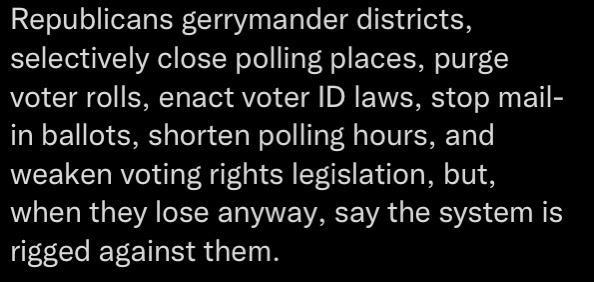 RESIVL T ER YT E e e E ATl N selectively close polling places purge voter rolls enact voter ID laws stop mail in ballots shorten polling hours and weaken voting rights legislation but VT R G EWVA R T MWW IR RSV T I UEECREREIRE A GENE