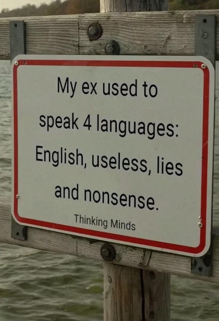 My ex used to speak 4 languages: English, useless, lies and nonsense. Thinking Minds