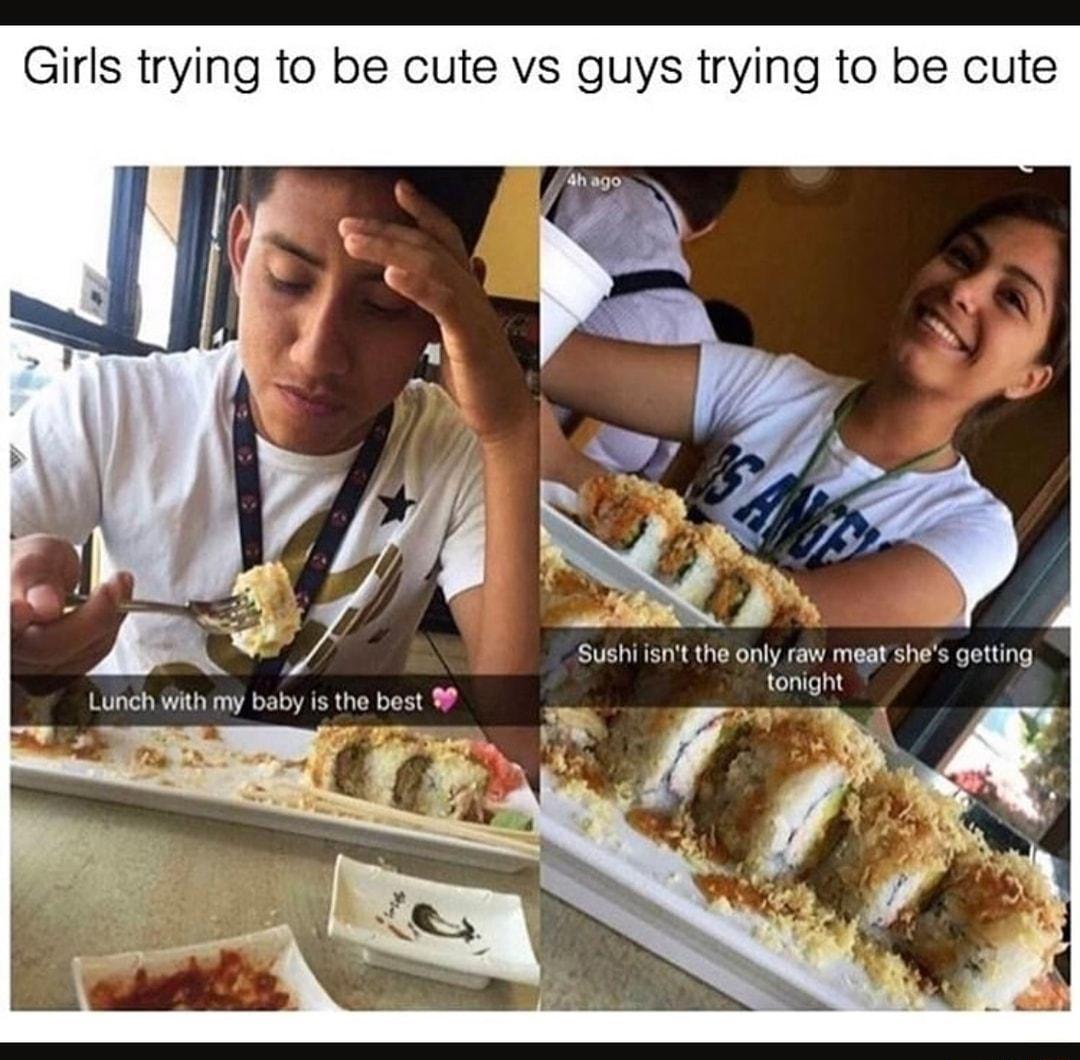 Girls trying to be cute vs guys trying to be cute
