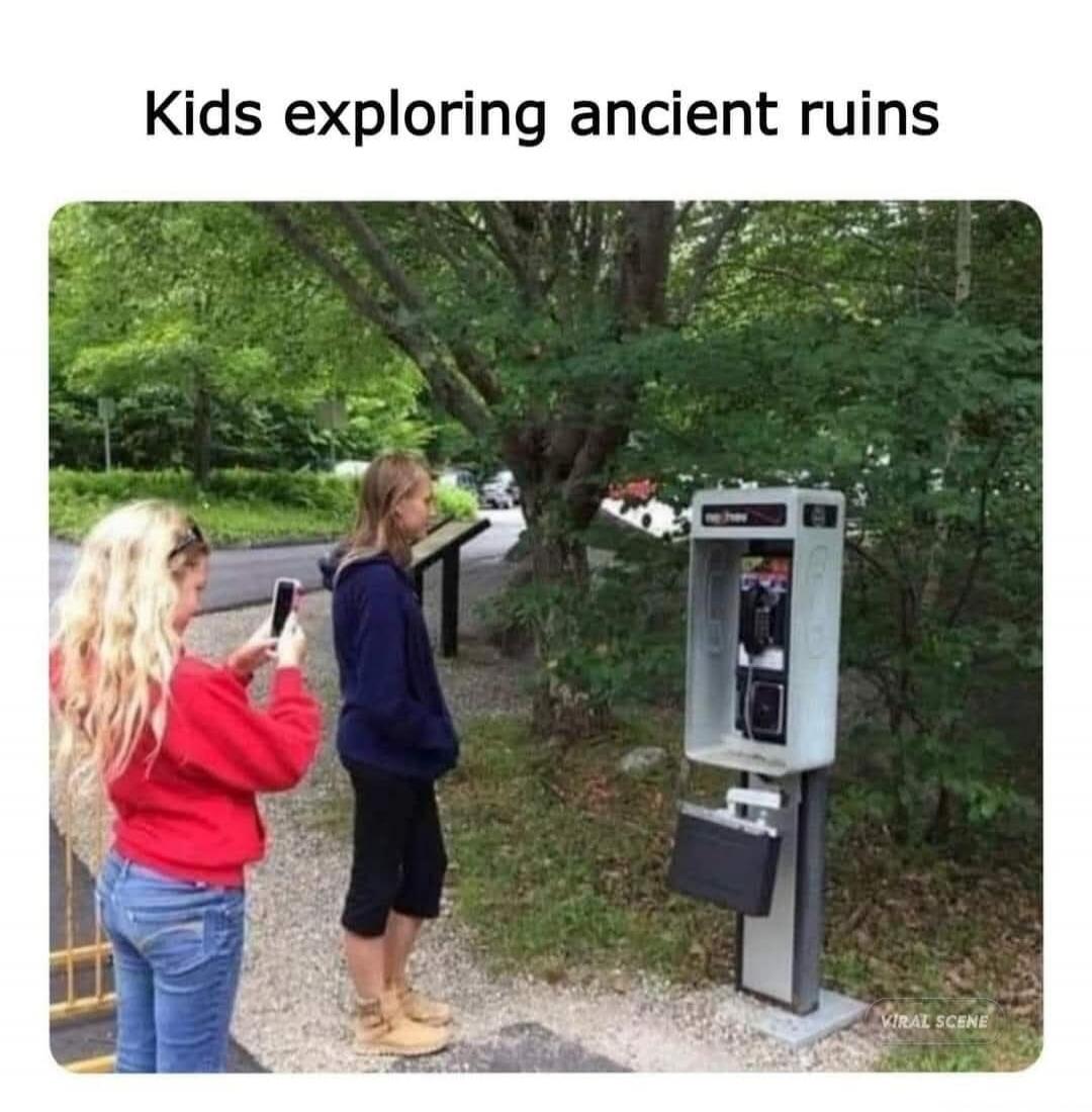 Kids exploring ancient ruins