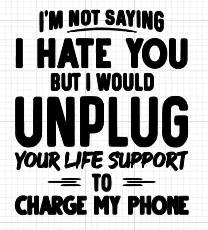 I'm not saying I hate you, but I would unplug your life support to charge my phone.