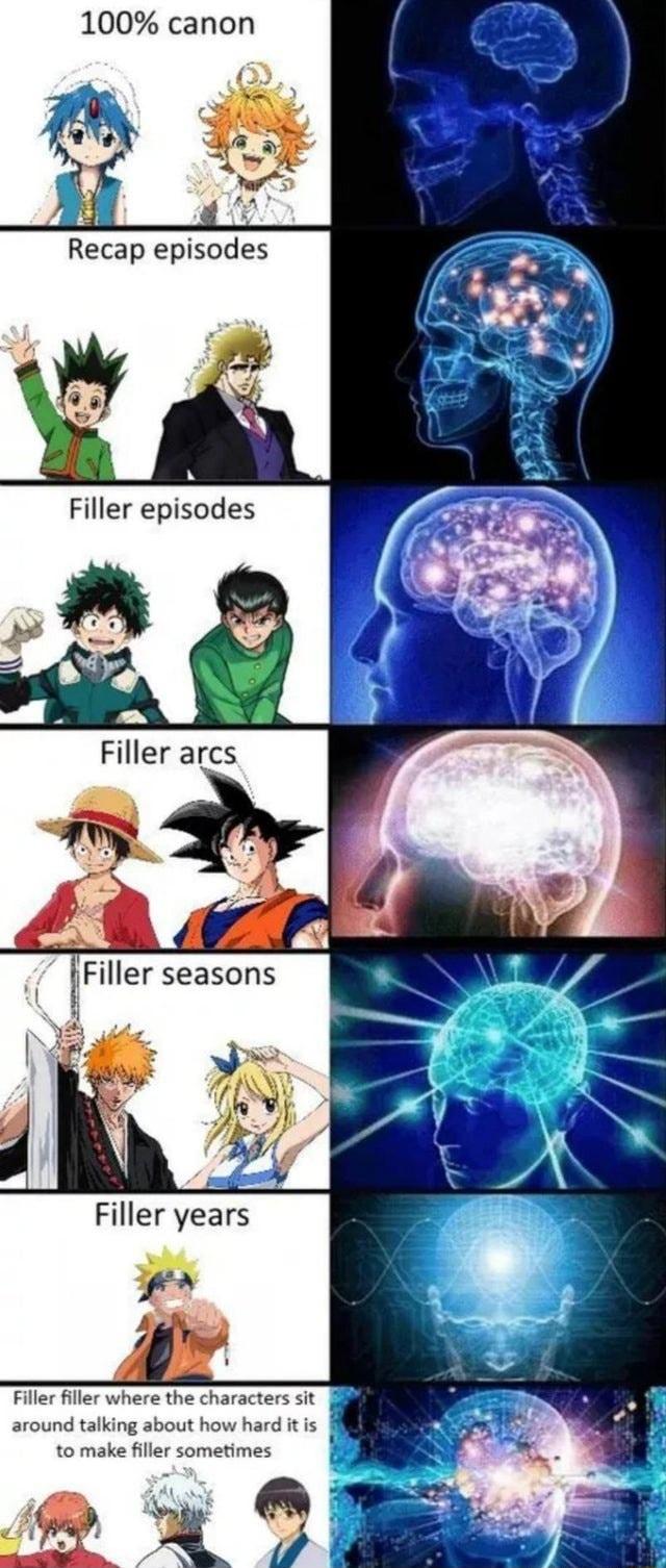 100 canon RN Filler arcs Filler filler where the characters sit g around talking about how hard it is to make filler sometimes