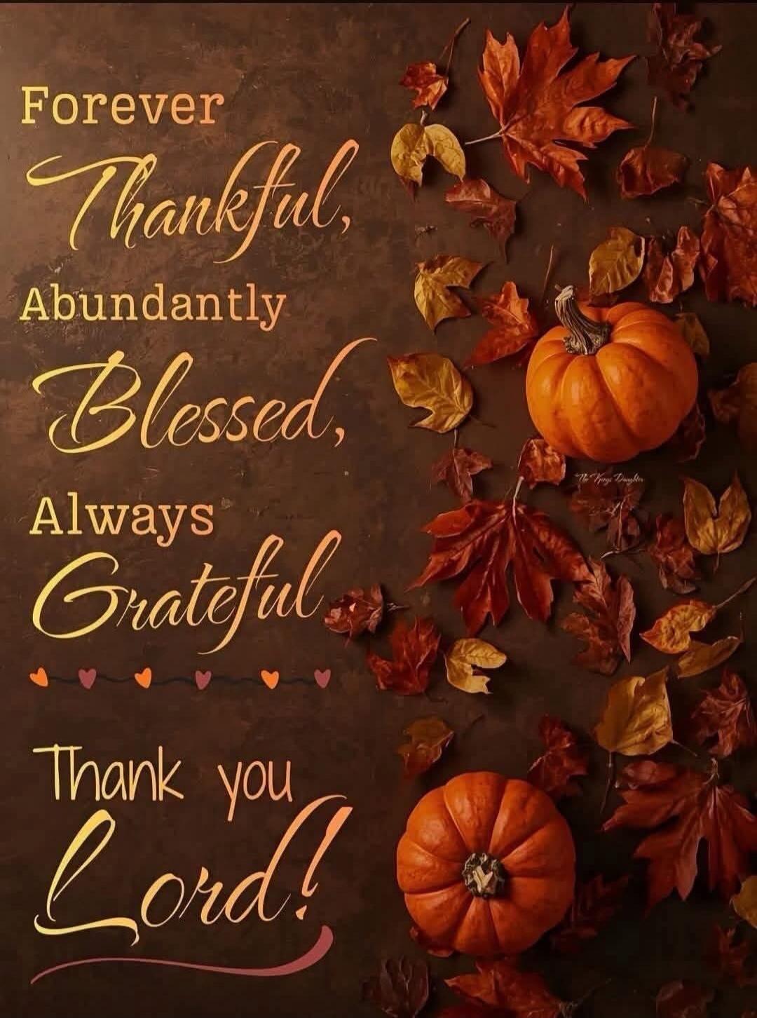 Forever Thankful, Abundantly Blessed, Always Grateful, Thank you Lord!