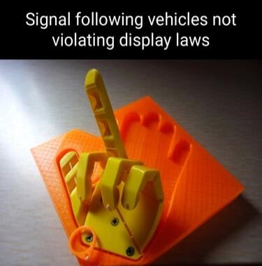 Signal following vehicles not violating display laws