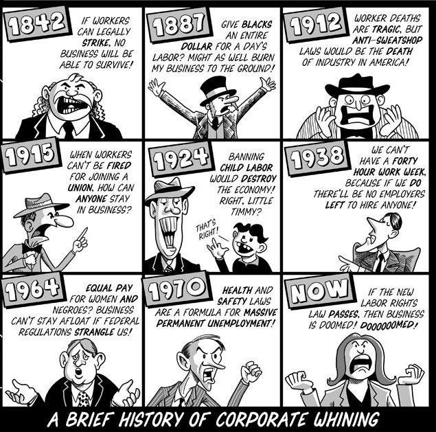 IF WORKERS CAN LEGALLY STRIKE NO BUSINESS WILL BE ABLE 70 SURVIVE HEN WORKERS CANT BE FIRED FOR JOINING A UMION HOW CAN ANYONE STAY N BUSINESS NEGROES BUSINESS CANT STAY AFLOAT IF FEDERAL REGULATIONS STRANGLE US N B Ampersand by B Deutsch DOLLAR FOR A DAYS LABOR MIGHT AS WELL BURN MY BUSINESS T0 THE GROUND BANNING CHILD LABOR WOULD DESTROY THE ECONOMY RIGHT LITTLE TIMMY ARE A FORMULA FOR MASSIVE P