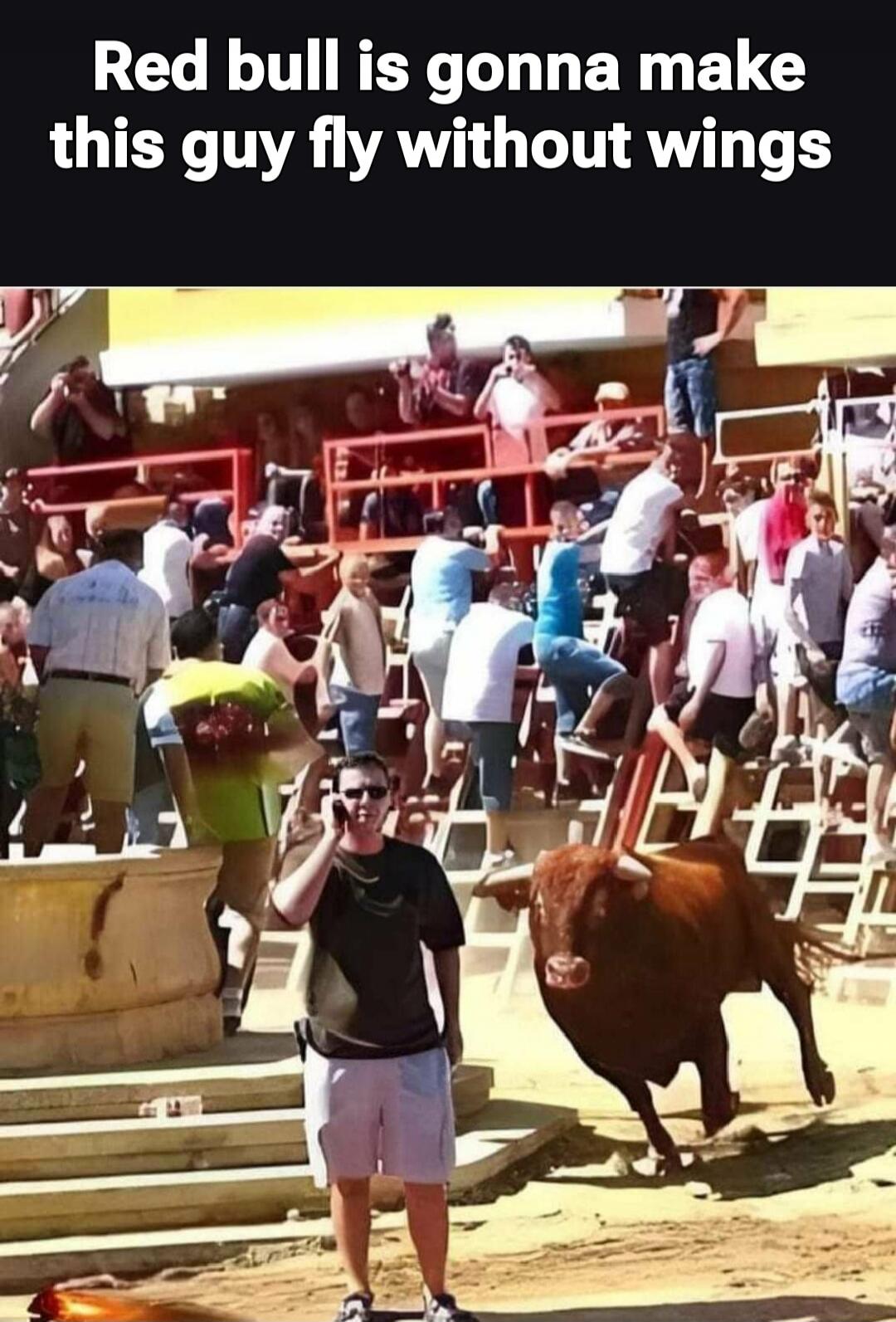 Red bull is gonna make this guy fly without wings