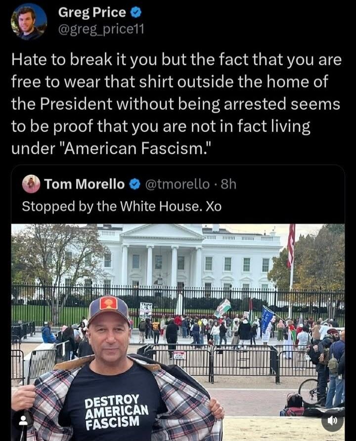 Hate to break it you but the fact that you are free to wear that shirt outside the home of the President without being arrested seems to be proof that you are not in fact living under 