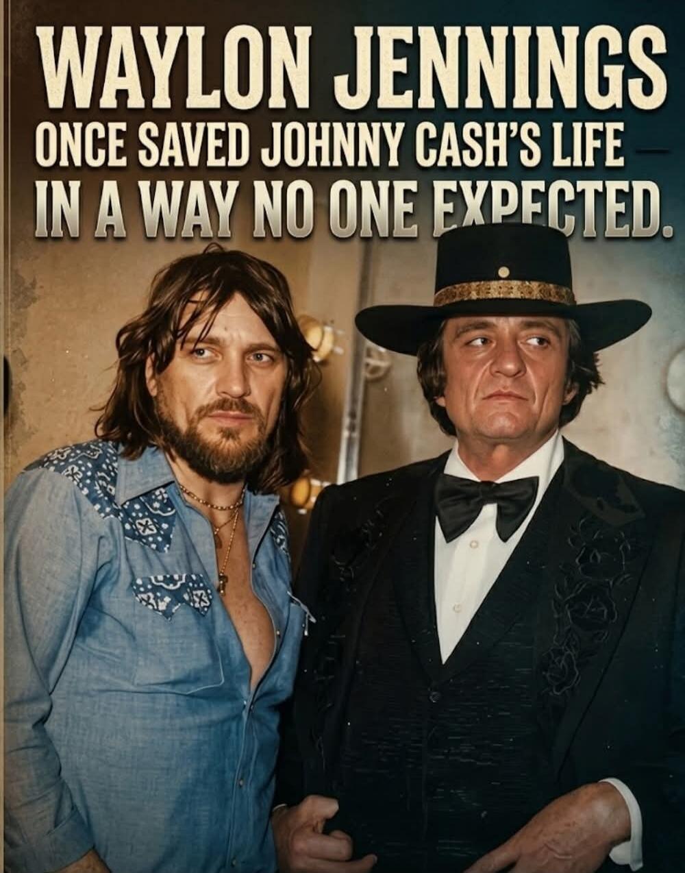 WAYLON JENNINGS ONCE SAVED JOHNNY CASH'S LIFE IN A WAY NO ONE EXPECTED.