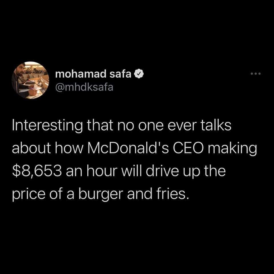 2ty mohamad safa Y mhdksafa Interesting that no one ever talks zlololU al0VAY el Ble o 1 KA G NaqF1 0 le 8653 an hour will drive up the olglelYe N oVleIgr alo Rig1S