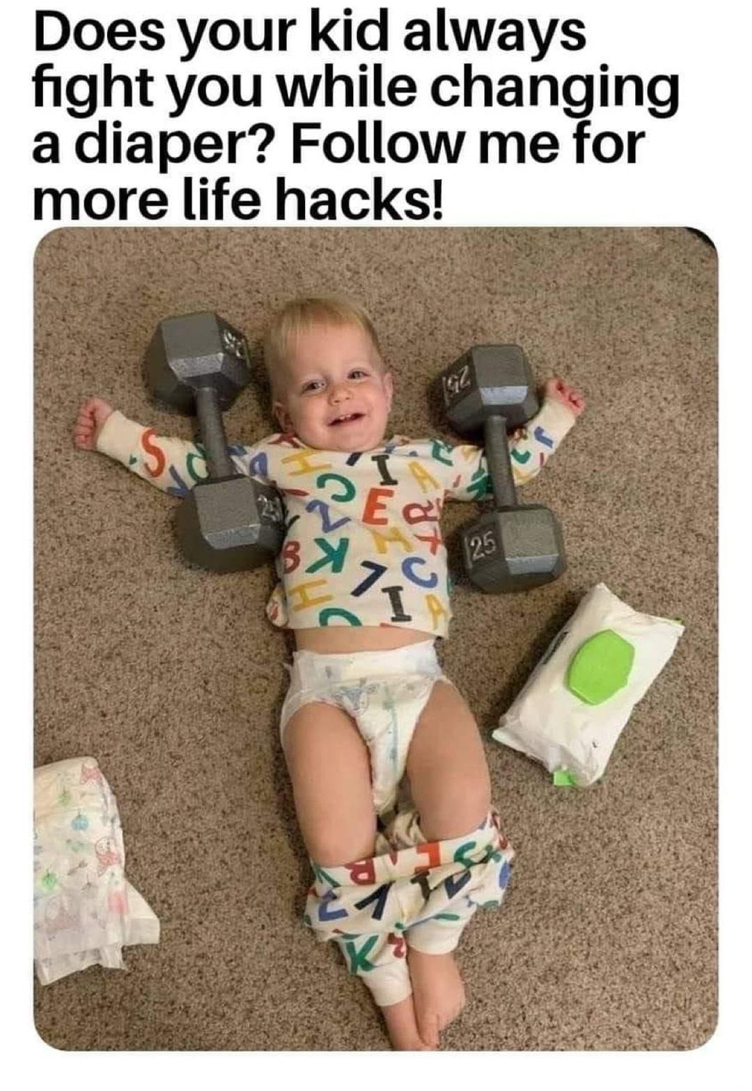 Does your kid always fight you while changing a diaper Follow me for more life hacks