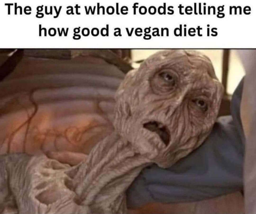 The guy at whole foods telling me how good a vegan diet is