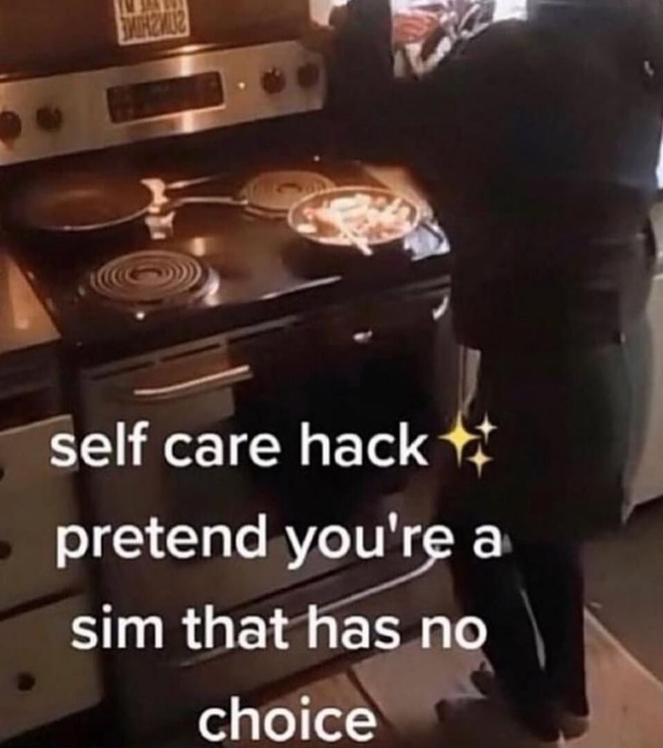 self care hack ✨ pretend you're a sim that has no choice