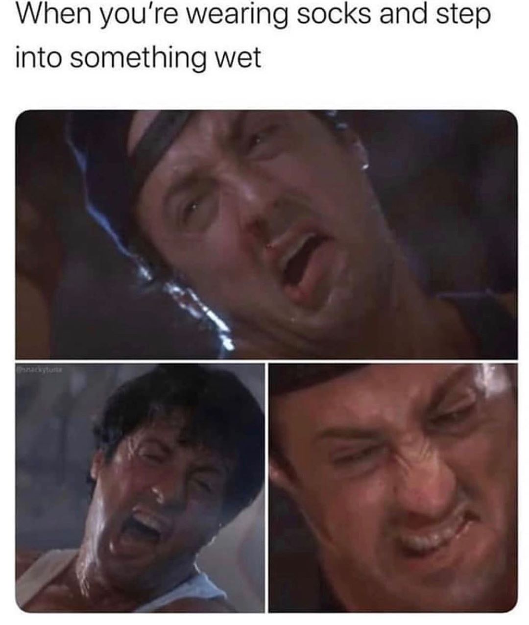 When youre wearing socks and step into something wet
