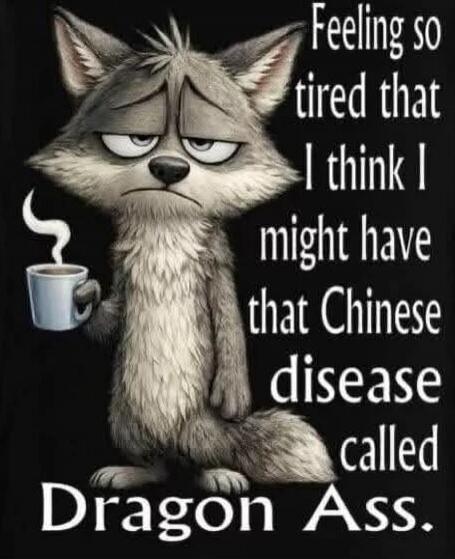 Feeling so tired that I think I might have that Chinese disease called Dragon Ass.