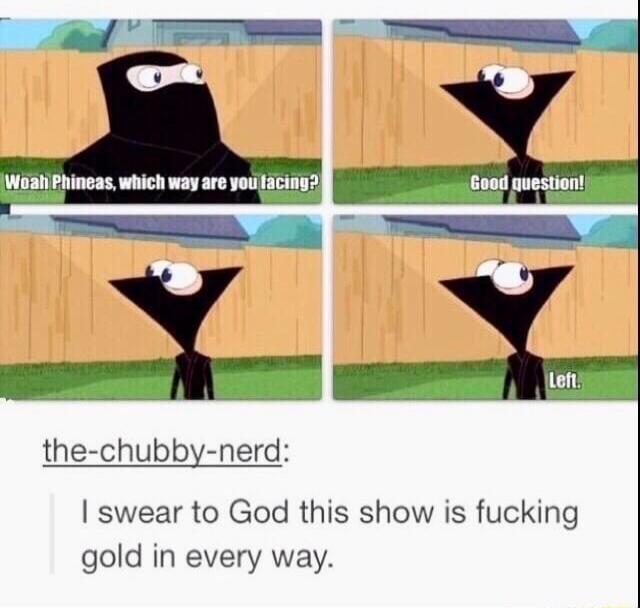 the chubby nerd swear to God this show is fucking gold in every way